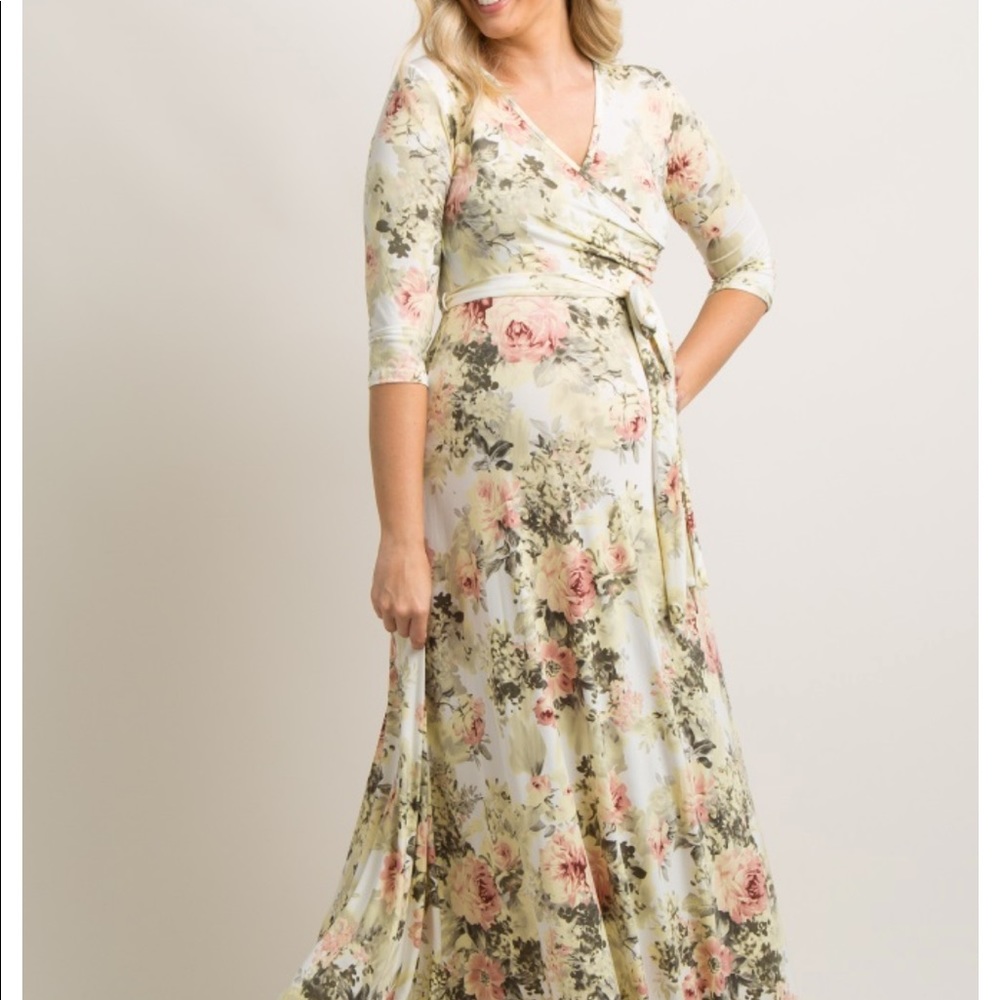 Ivory Floral Maternity Maxi Dress